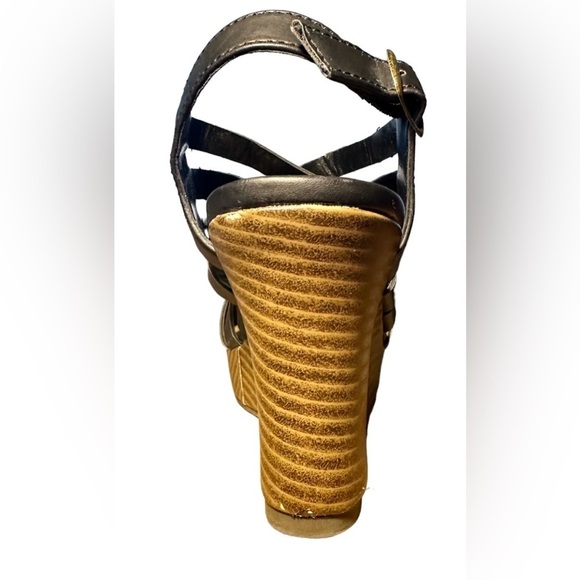 Seychelles Woven Vegan Leather Black Wedges Slingback 7.5M​​ - Picture 5 of 8